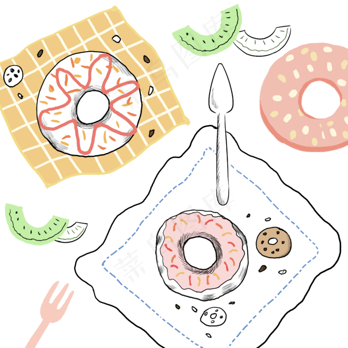 ins风餐桌美食甜点装饰底纹,免抠元素(2500X2500(DPI:300))psd模版下载