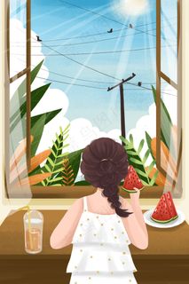 夏天夏季夏日女孩初夏夏至大暑24节气