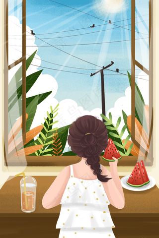 夏天夏季夏日女孩初夏夏至大暑24节气