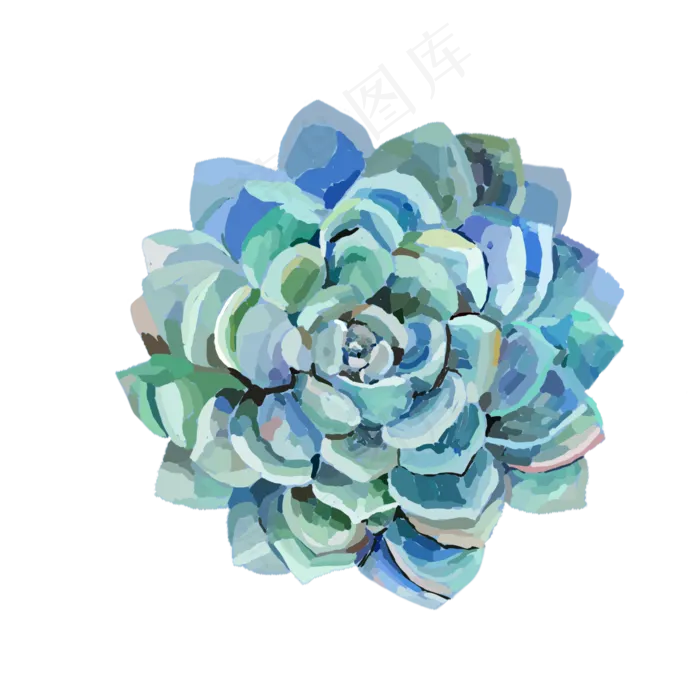 卡通手绘中国风油画多肉植物免抠(2000X2000(DPI:300))psd模版下载