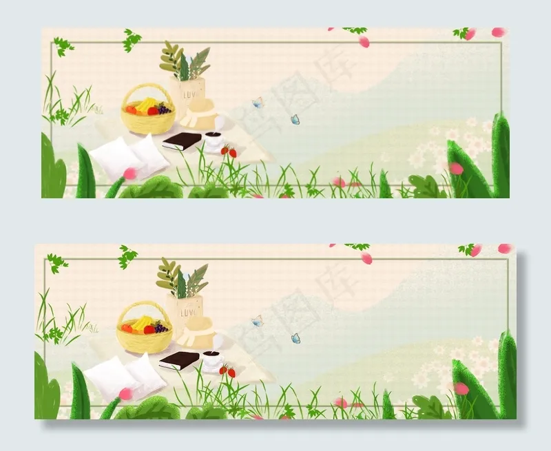 休闲时光春天春游的美食(1920*700px 	       )psd模版下载
