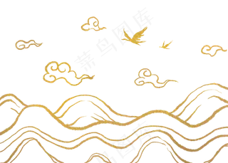 古风金线山水底纹,免抠元素