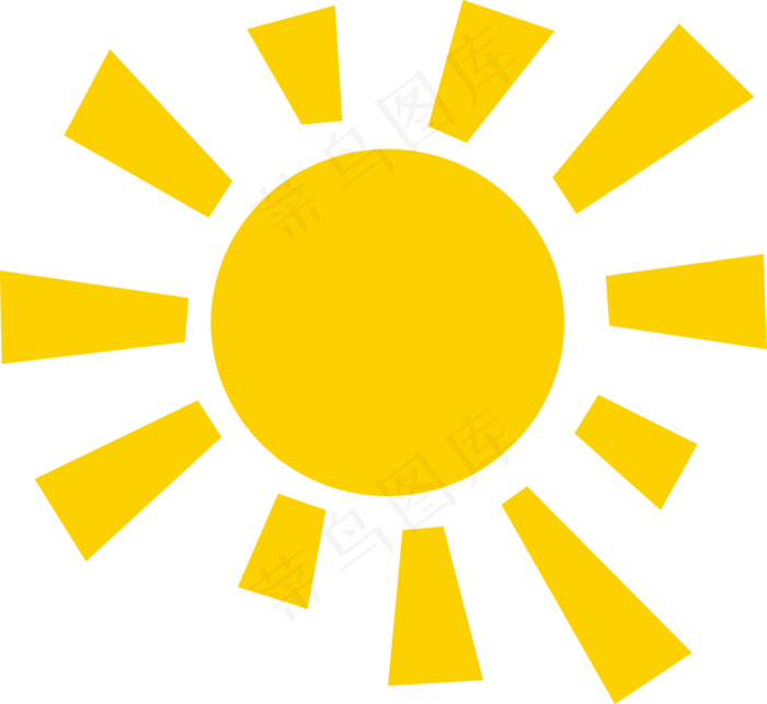 黄色简约太阳,免抠元素
