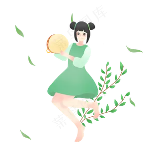 端午节击鼓女孩