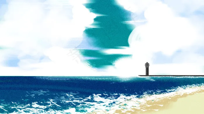 天空海边灯塔夏天风景(3545X5315(DPI:300))psd模版下载