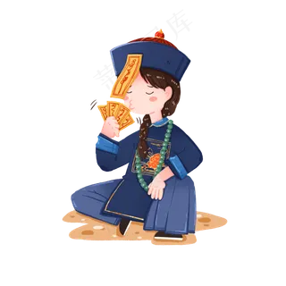 中元节拿符咒扇风的可爱僵尸,免抠元素