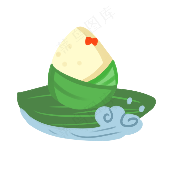 卡通绿色叶子上的粽子端午