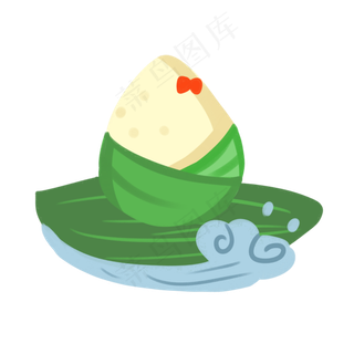 卡通绿色叶子上的粽子端午