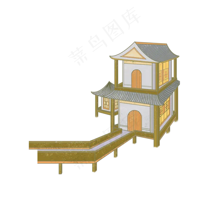 清新古风建筑(2000X2000(DPI:300))psd模版下载