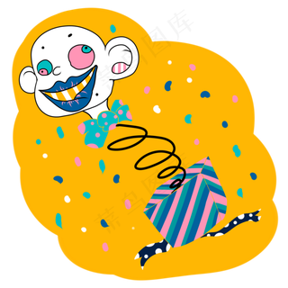 愚人节小丑道具吓人箱子免抠元素