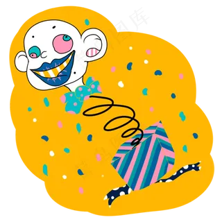 愚人节小丑道具吓人箱子免抠元素