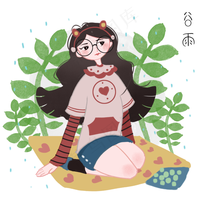 谷雨坐着的小女孩