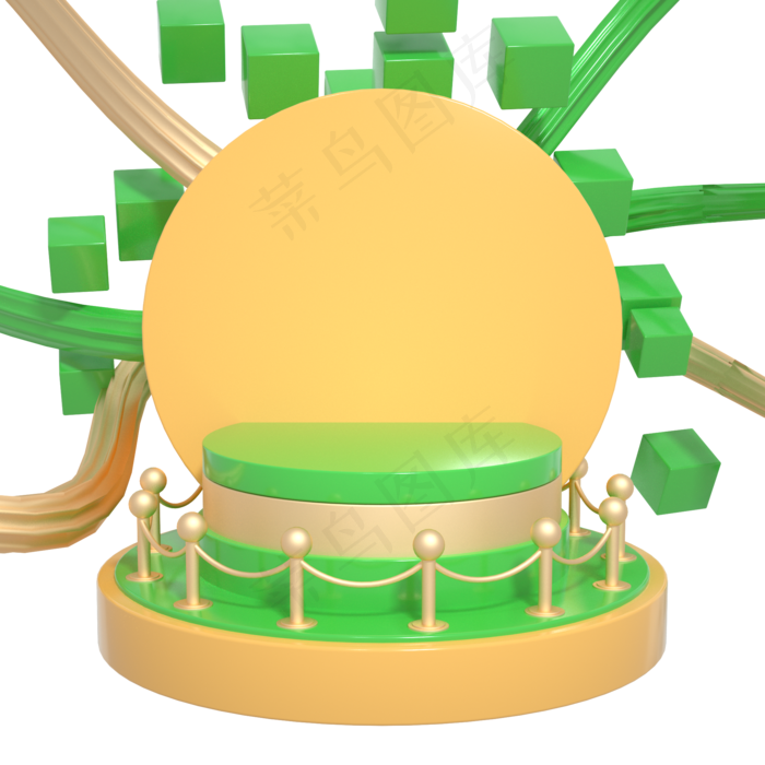 C4D绿黄色端午节电商展示舞台