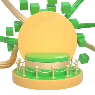 C4D绿黄色端午节电商展示舞台