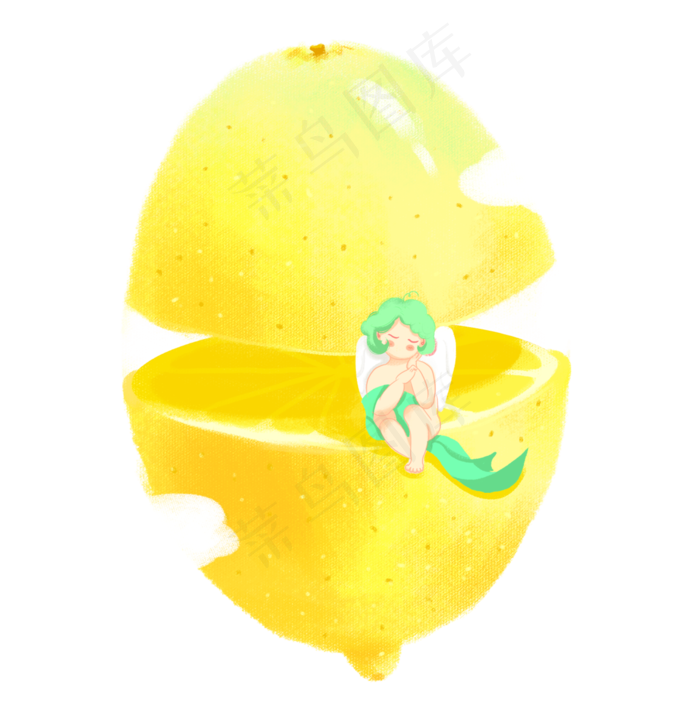 柠檬水果小天使(1376X1394(DPI:300))psd模版下载