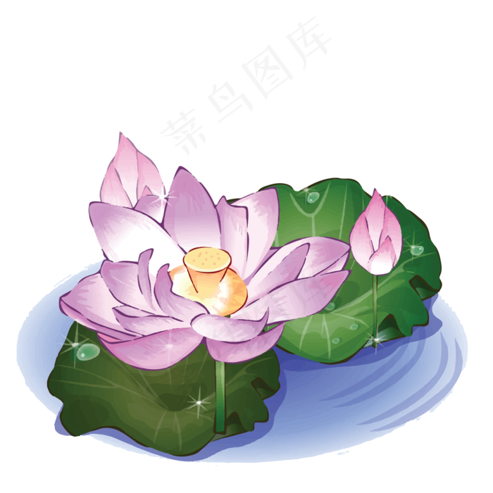 卡通手绘粉色荷花免抠(2063X2063(DPI:300))psd模版下载