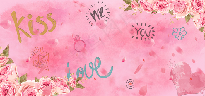 婚礼签名板海报背景模板大全