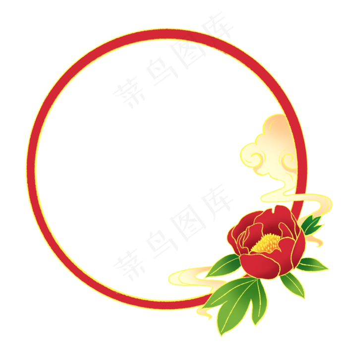 新中式国潮风牡丹花边框(2000X2000(DPI:300))psd模版下载