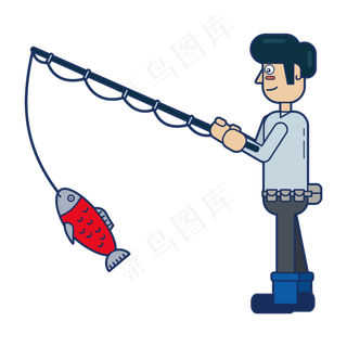 钓鱼垂钓上钩