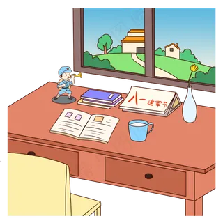 建军节黄色卡通元素