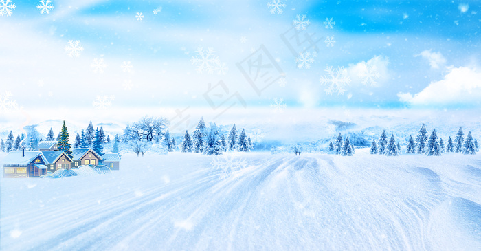 创意简约雪景背景合成