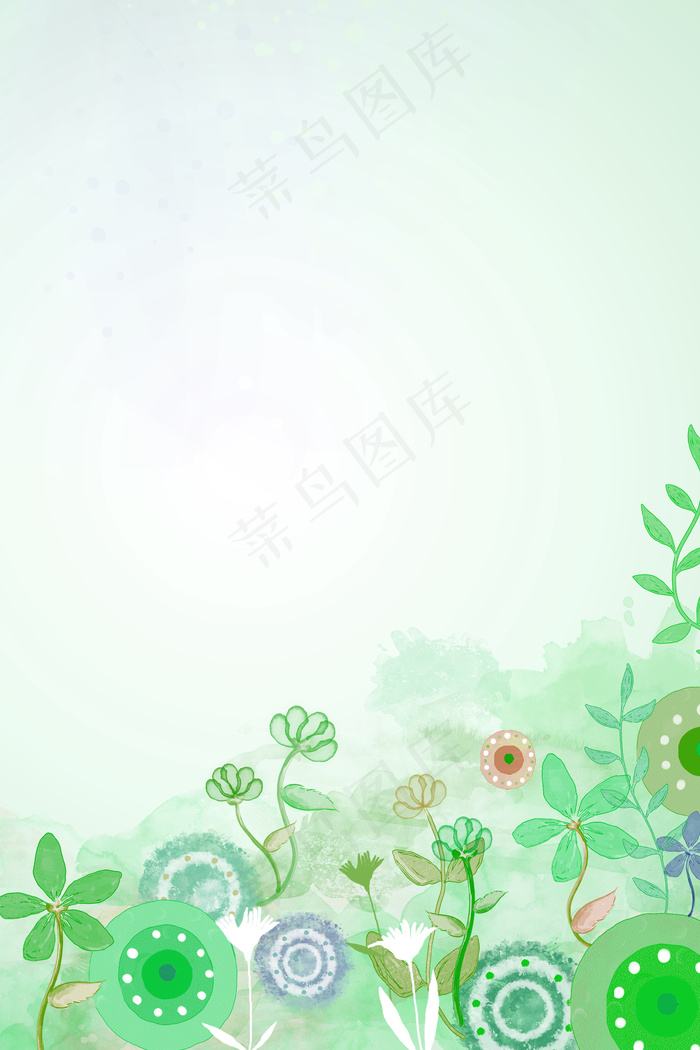 渐变植物底纹边框(3543*5315px 	      )psd模版下载
