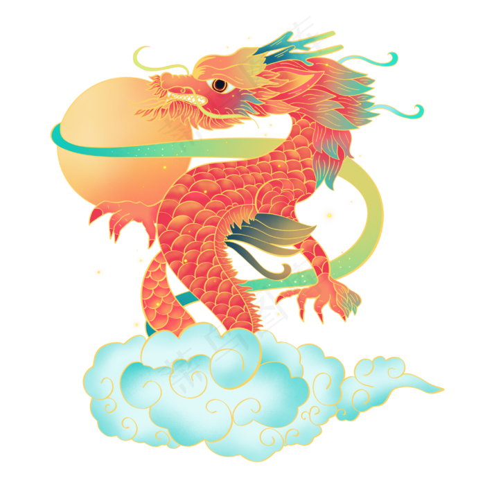 国潮风中国龙,免抠元素(3000*3000px 300 dpi )psd模版下载