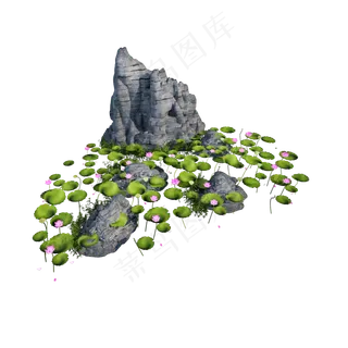 仿真荷花池png图
