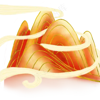 国潮风金色山水