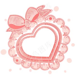 C4D情人节悬浮装饰蝴蝶结爱心,免抠元素