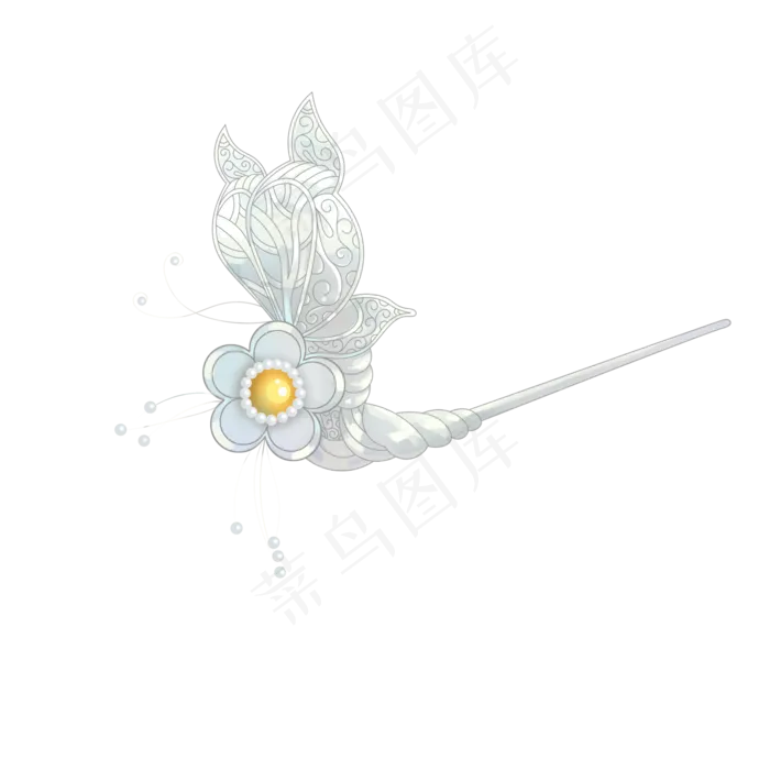 古风蝶恋花银簪(2000X2000(DPI:300))psd模版下载