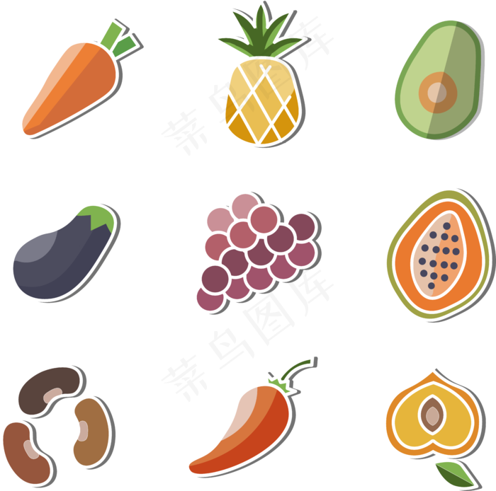 水果蔬菜图标组合