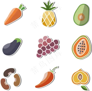水果蔬菜图标组合