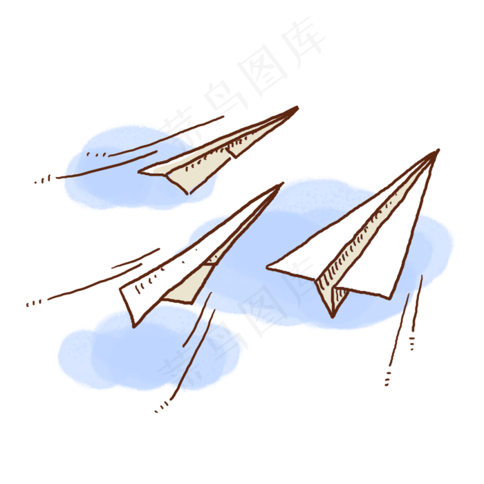 手绘三个向上飞的纸飞机PNG免抠素(2000*2000px 300 dpi )psd模版下载