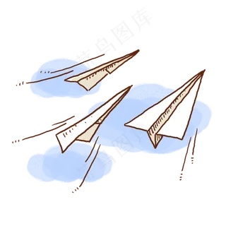 手绘三个向上飞的纸飞机PNG免抠素