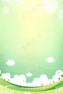 手绘天空草地背景素材