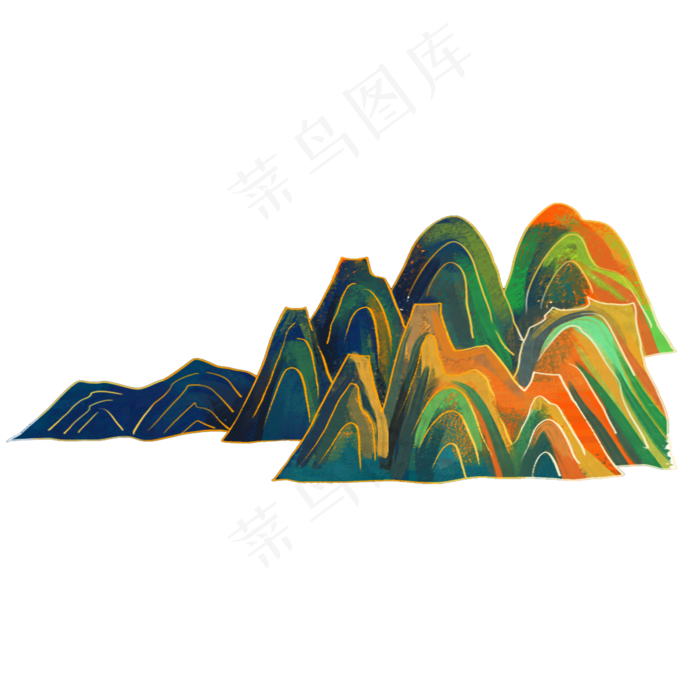 彩色传统远山(2000X2000(DPI:300))psd模版下载