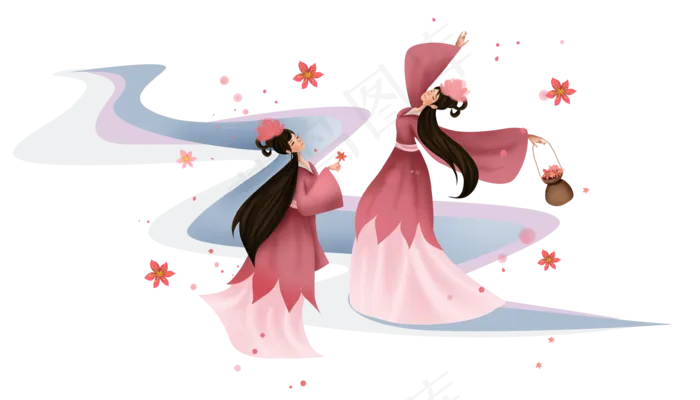 中国风采花的花仙子(8486X4848(DPI:300))psd模版下载