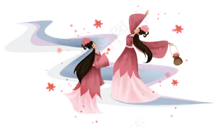 中国风采花的花仙子