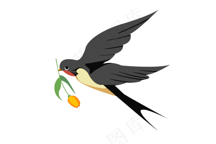 立春燕子和小花插画