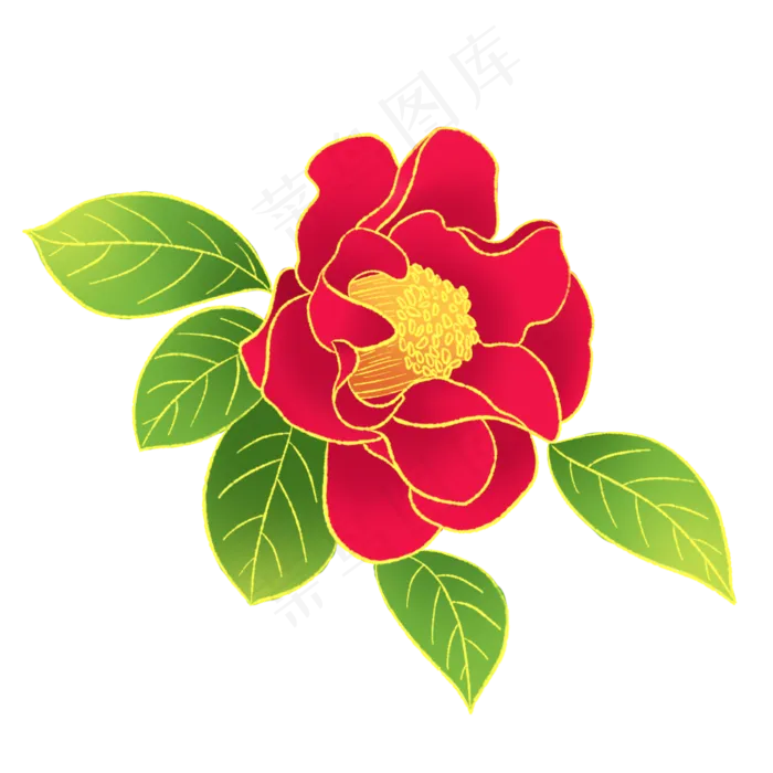 新中式国潮风植物山茶花(2000X2000(DPI:300))psd模版下载