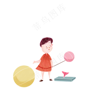 儿童节可爱气球女孩