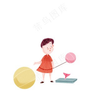 儿童节可爱气球女孩