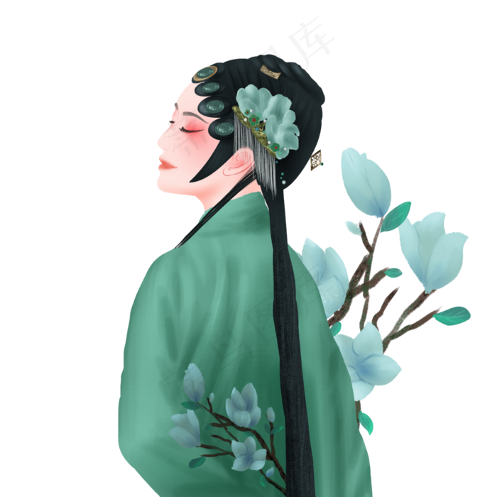 京剧青衣扮相,免抠元素(3500*3500px 300 dpi )psd模版下载
