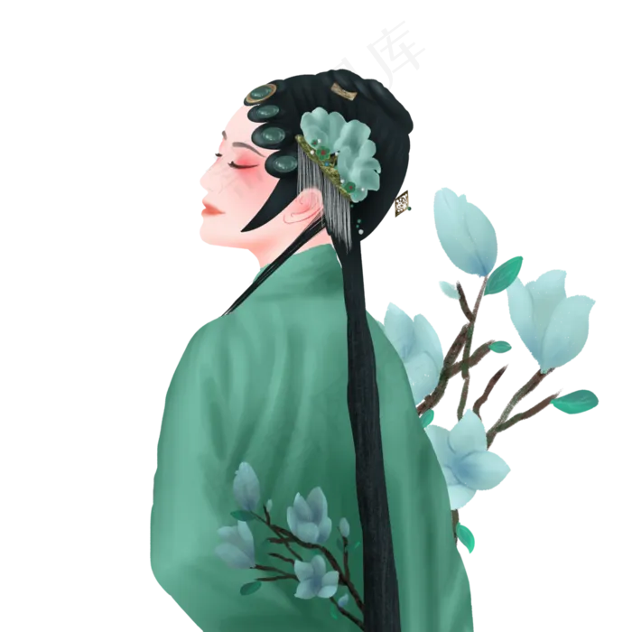 京剧青衣扮相,免抠元素(3500*3500px 300 dpi )psd模版下载