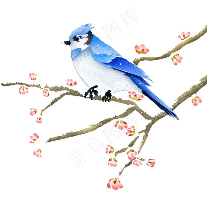 冬至雪花鸟树枝,免抠元素(3000X3000(DPI:350))psd模版下载