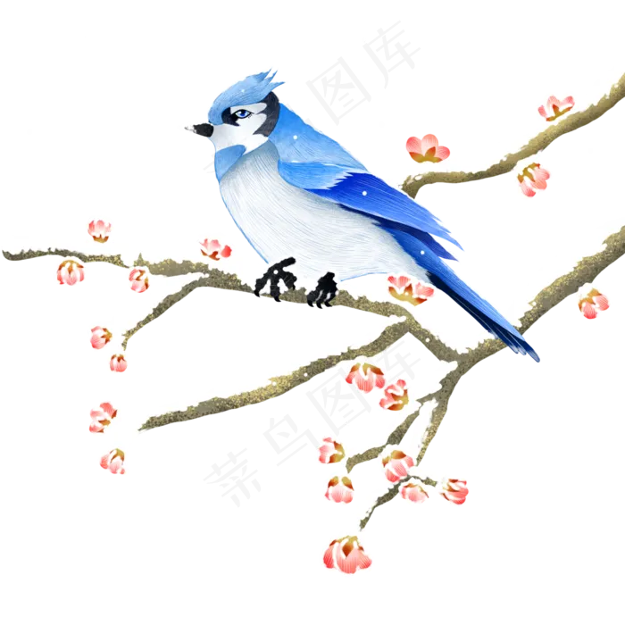 冬至雪花鸟树枝,免抠元素(3000X3000(DPI:350))psd模版下载