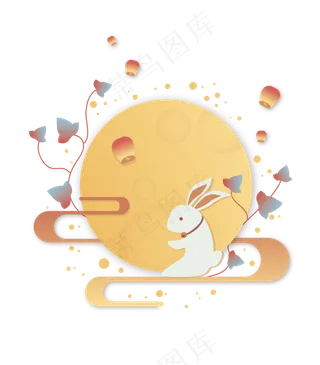 中秋月下玉兔,免抠元素