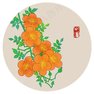 小暑凌霄花二十四节气花卉PNG