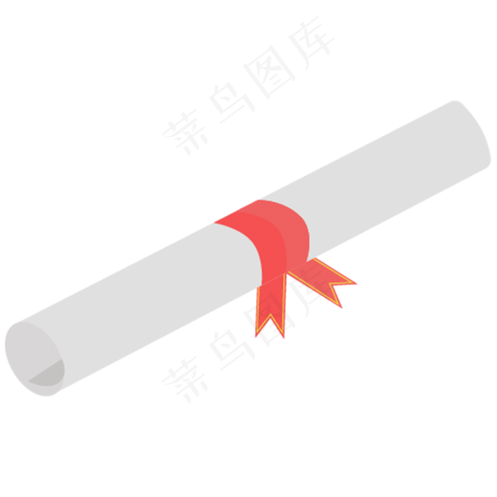 红色丝带绑着的卡通奖状免抠图